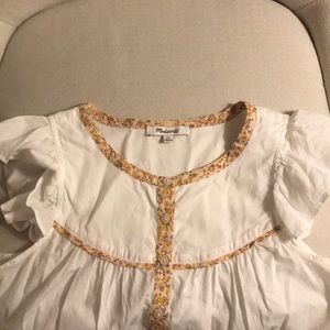 Madewell Tank Top Ruffle Sleeves & Floral Trim